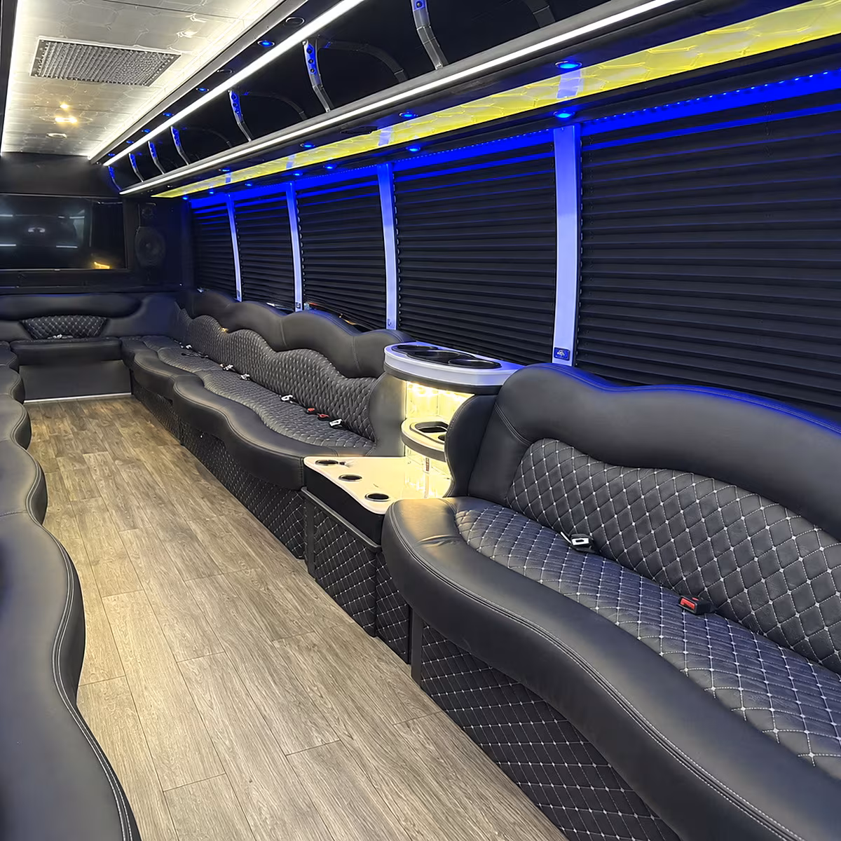 Sacramento Birthday, Sweet 16, & Quinceañera Transportation party bus interior