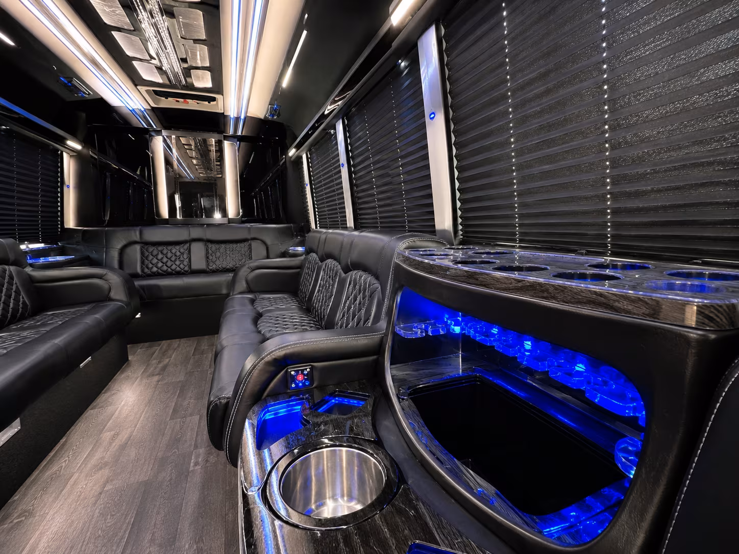 Sacramento Birthday, Sweet 16, & Quinceañera Transportation party bus interior