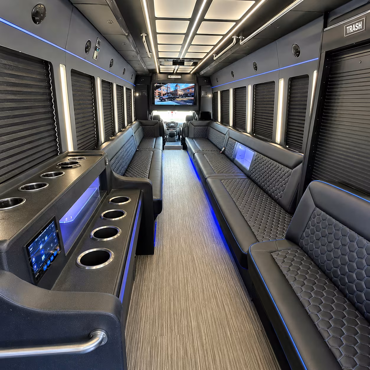 Sacramento Private Event Transportation party bus interior