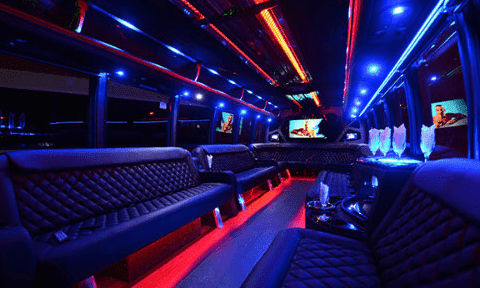 Santa Cruz 30 Passenger Party Bus Black Interior