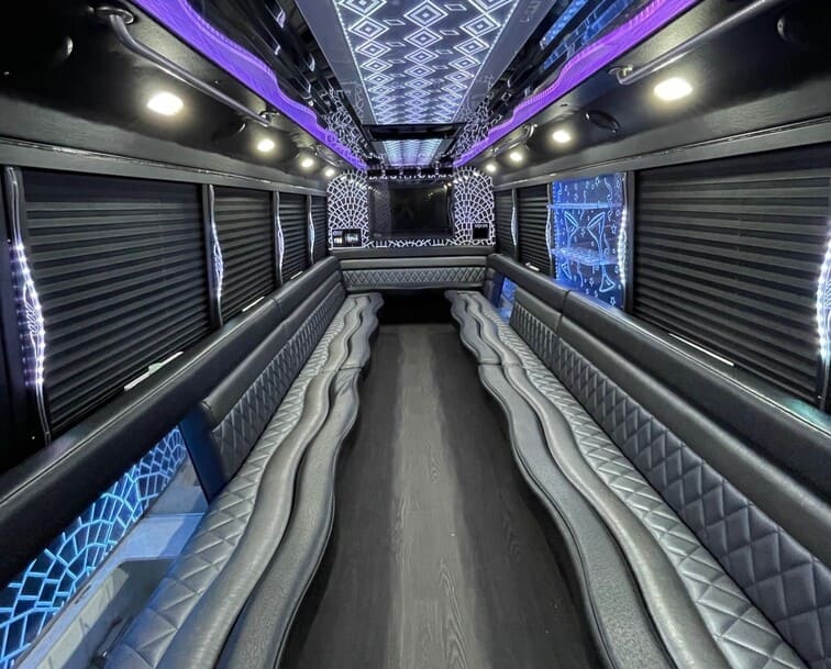 Palo Alto 30 Passenger Party Bus White Interior
