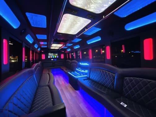 Palo Alto 35 Passenger Party Bus Interior
